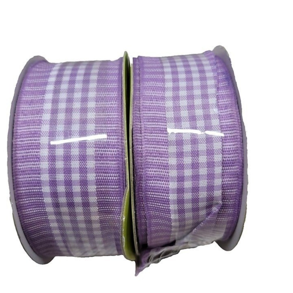 Garden Gate Designs Spring Ribbon 1.5in Purple Gingham Check 2 Spools 24ft Total